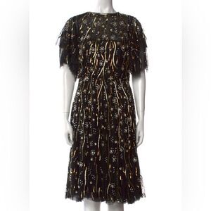 Rachel Gilbert Katinka Embellished Black Tie Knee-Length Dress EUC Size Medium